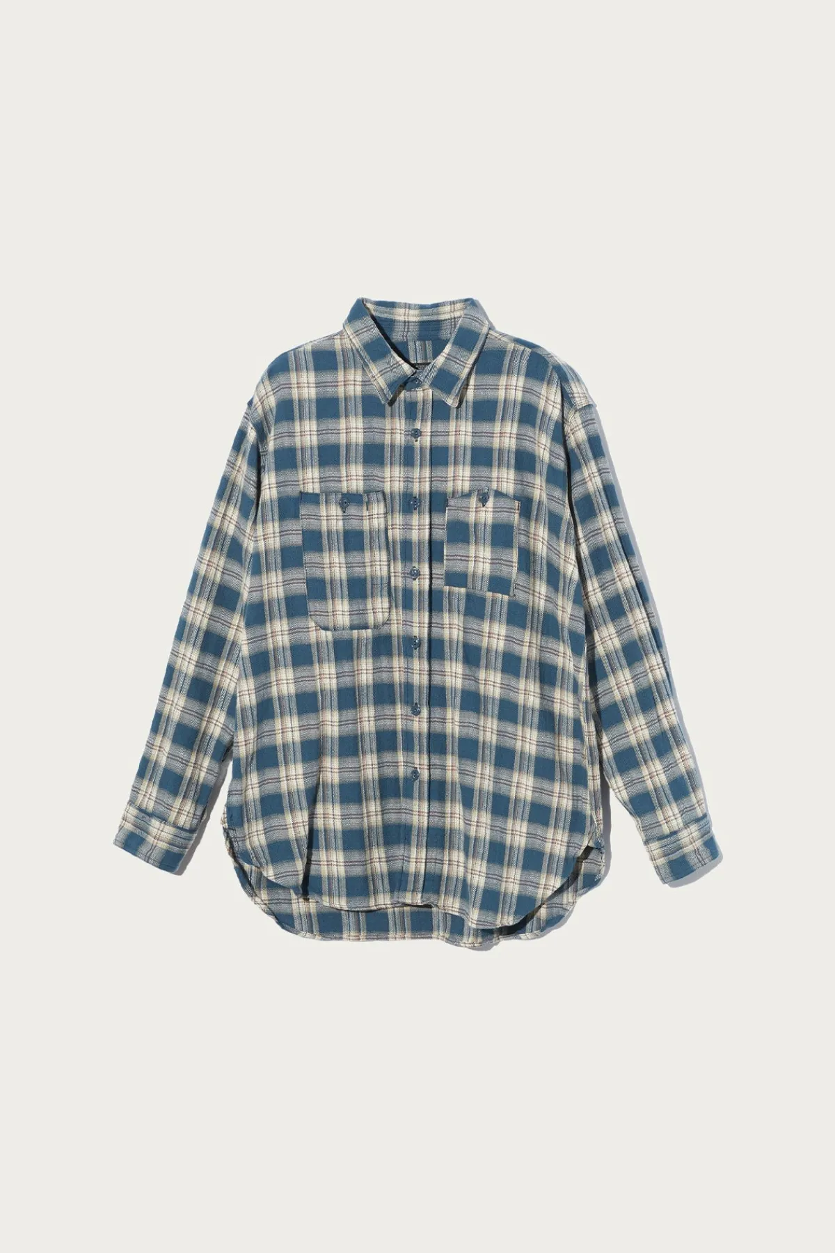 Engineered Garments Work Shirt - Navy Cotton Plaid Jacquard< Shirts