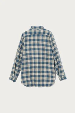 Engineered Garments Work Shirt - Navy Cotton Plaid Jacquard< Shirts