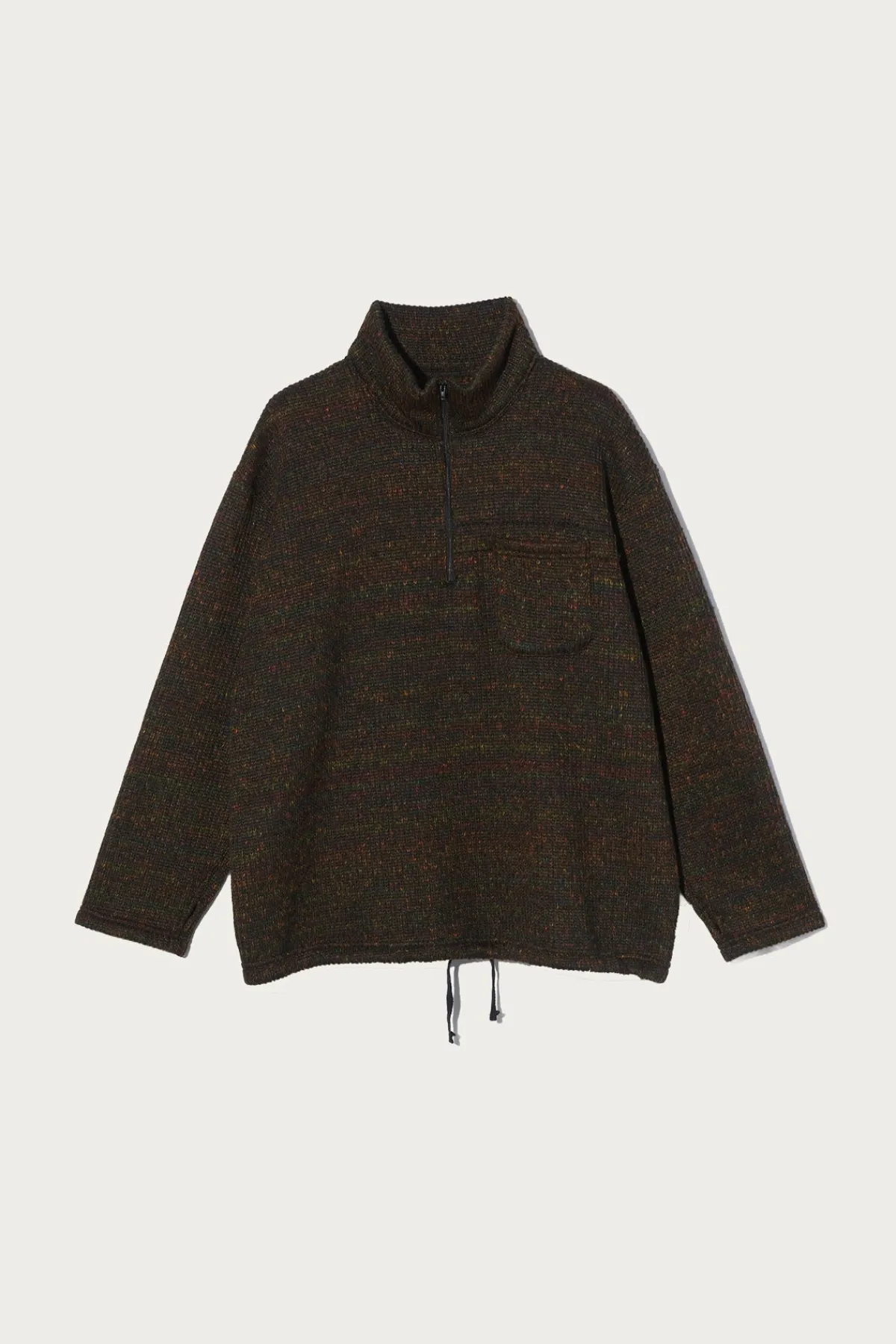 Engineered Garments Zip Mock Neck - Brown Wool Poly Nep Sweater Knit< Sweaters