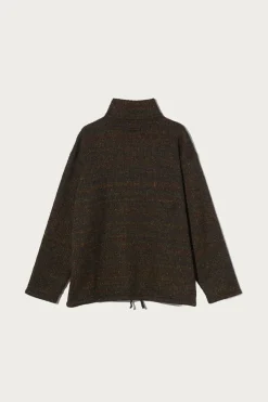 Engineered Garments Zip Mock Neck - Brown Wool Poly Nep Sweater Knit< Sweaters